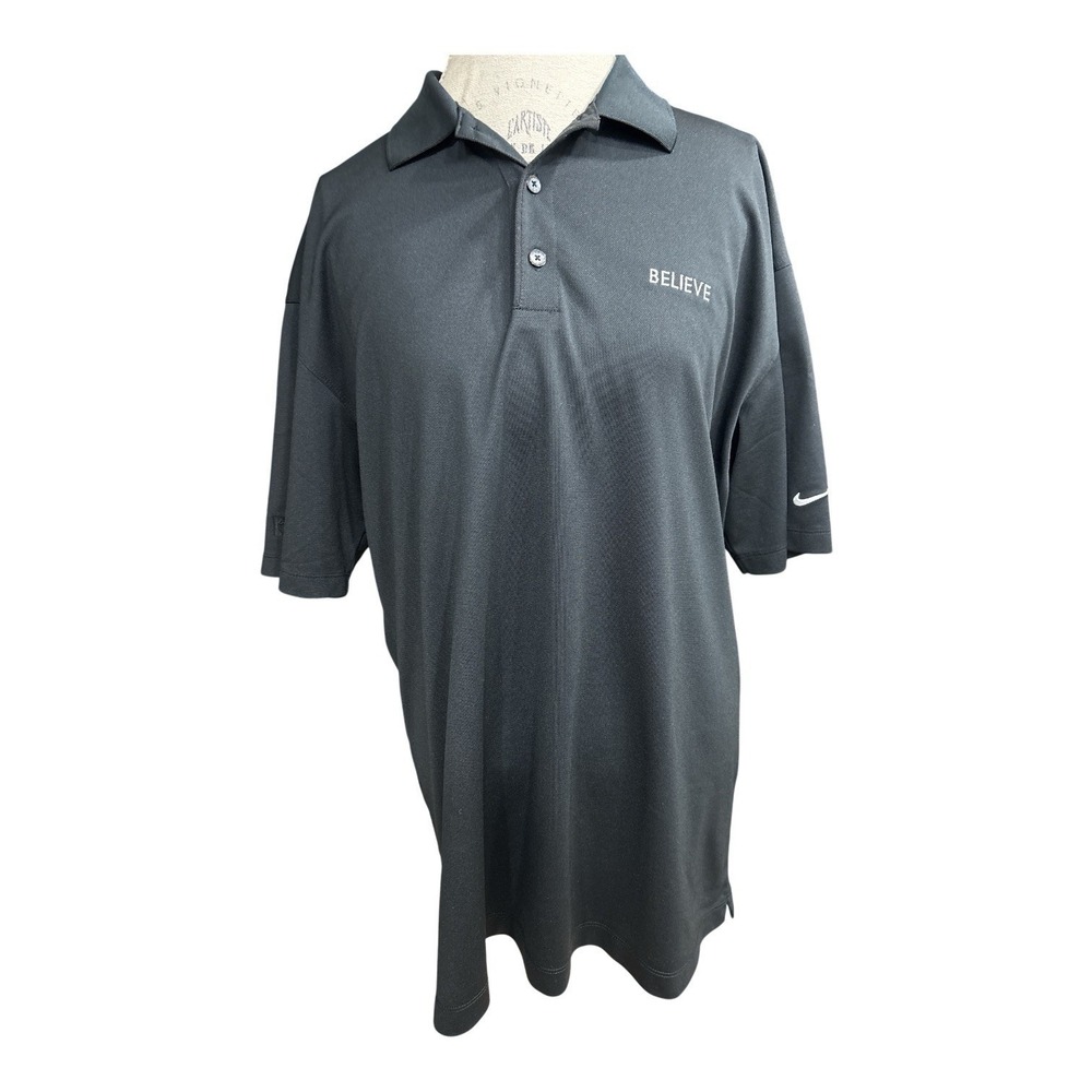 Nike Golf Polo Dri Fit Performance Black Athletic Stretch Men Sz XL Believe
